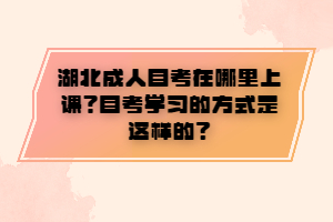 湖北成人自考在哪里上课？自考学习的方式是这样的？