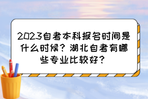 2023自考本科报名时间是什么时候？湖北自考有哪些专业比较好？