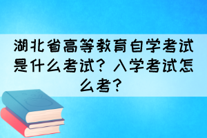 湖北省高等教育自学考试是什么考试?入学考试怎么考? 湖北省高等教育自学考试是什么考试?入学考试怎么考?