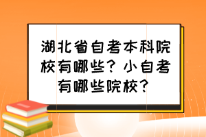 湖北省自考本科院校有哪些？小自考有哪些院校？