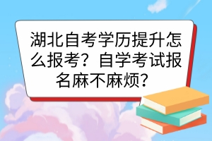 湖北自考学历提升怎么报考？自学考试报名麻不麻烦？