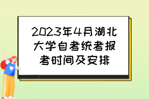 2023年4月湖北大学自考统考报考时间及安排