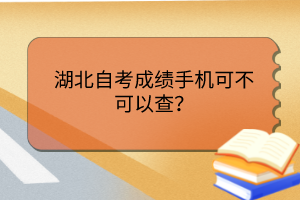 湖北自考成绩手机可不可以查？