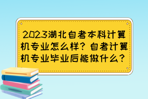 2023湖北自考本科计算机专业怎么样？自考计算机专业毕业后能做什么？