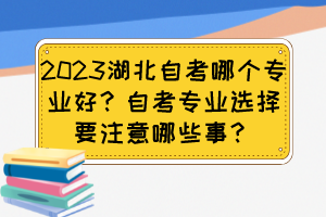 2023湖北自考哪个专业好？自考专业选择要注意哪些事？