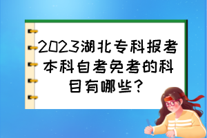 2023湖北专科报考本科自考免考的科目有哪些？