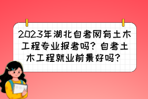 2023年湖北自考网有土木工程专业报考吗？自考土木工程就业前景好吗？