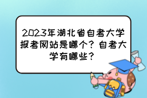 2023年湖北省自考大学报考网站是哪个？自考大学有哪些？