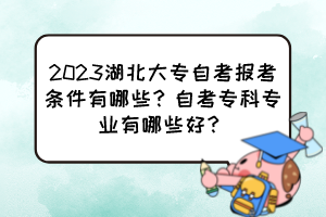 2023湖北大专自考报考条件有哪些？自考专科专业有哪些好？