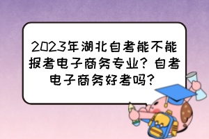 2023年湖北自考能不能报考电子商务专业?自考电子商务好考吗? 2023年湖北自考能不能报考电子商务专业?自考电子商务好考吗?