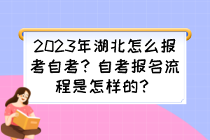 2023年湖北怎么报考自考？自考报名流程是怎样的？