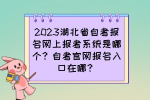 2023湖北省自考报名网上报考系统是哪个？自考官网报名入口在哪？