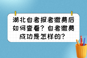 湖北自考报考缴费后如何查看？自考缴费成功是怎样的？