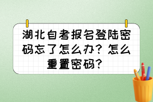 湖北自考报名登陆密码忘了怎么办？怎么重置密码？