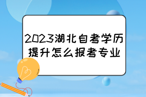 2023湖北自考学历提升怎么报考专业? 2023湖北自考学历提升怎么报考专业?