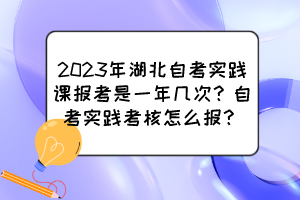 2023年湖北自考实践课报考是一年几次？自考实践考核怎么报？