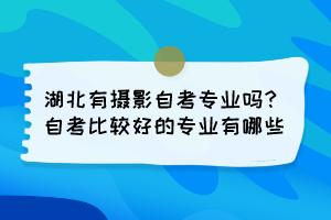 湖北有摄影自考专业吗?自考比较好的专业有哪些? 湖北有摄影自考专业吗?自考比较好的专业有哪些?