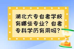 湖北大专自考学校有哪些专业？自考专科学历有用吗？