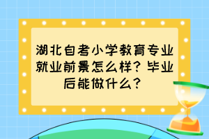 湖北自考小学教育专业就业前景怎么样？毕业后能做什么？