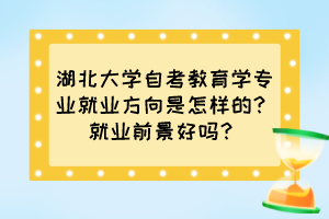 湖北大学自考教育学专业就业方向是怎样的？就业前景好吗？