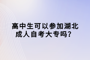 高中生可以参加湖北成人自考大专吗？