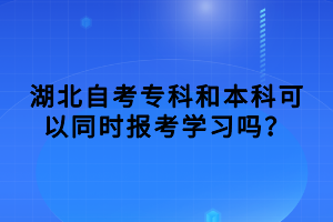 湖北自考专科和本科可以同时报考学习吗？