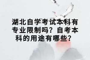 湖北自学考试本科有专业限制吗？自考本科的用途有哪些？