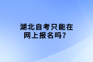 湖北自考只能在网上报名吗？