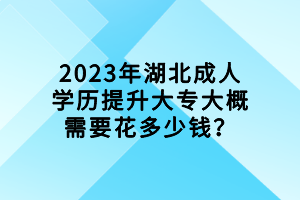 2023年湖北成人学历提升大专大概需要花多少钱？