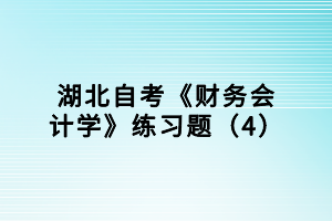 湖北自考《财务会计学》练习题（4）