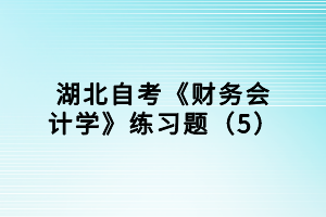 湖北自考《财务会计学》练习题（5）