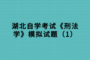 湖北自学考试《刑法学》模拟试题（1）