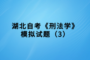 湖北自考《刑法学》模拟试题（3）