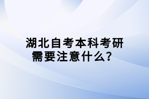 湖北自考本科考研需要注意什么？