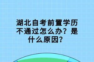 湖北自考前置学历不通过怎么办？是什么原因？