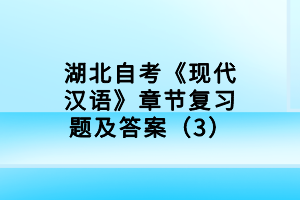 湖北自考《现代汉语》章节复习题及答案（3）