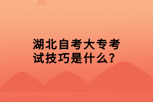 湖北自考大专考试技巧是什么？