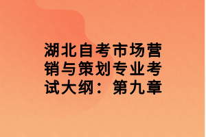 湖北自考市场营销与策划专业考试大纲：第九章