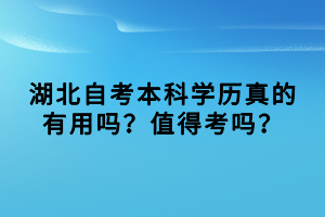 湖北自考本科学历真的有用吗？值得考吗？