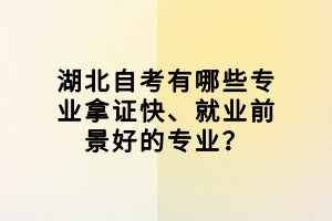 湖北自考有哪些专业拿证快、就业前景好的专业？