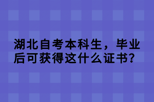 湖北自考本科生，毕业后可获得这什么证书？