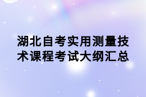 湖北自考实用测量技术课程考试大纲汇总