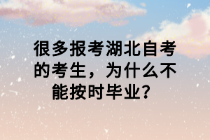 很多报考湖北自考的考生，为什么不能按时毕业？