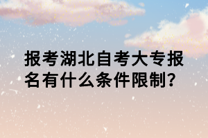 报考湖北自考大专报名有什么条件限制？