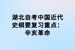 湖北自考中国近代史纲要复习重点：辛亥革命