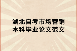 湖北自考市场营销本科毕业论文范文