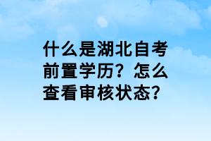 什么是湖北自考前置学历？怎么查看审核状态？