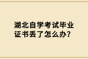 湖北自学考试毕业证书丢了怎么办？