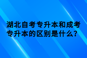 湖北自考专升本和成考专升本的区别是什么？