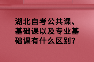 湖北自考公共课、基础课以及专业基础课有什么区别？